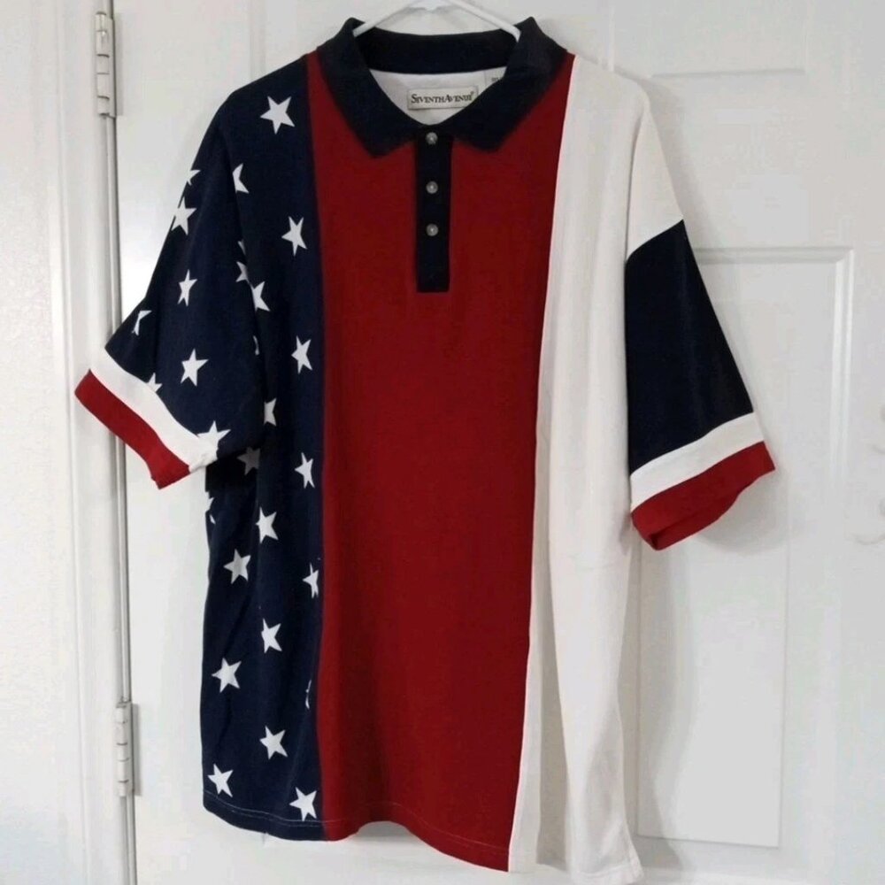 Seventh Avenue Vintage Patriotic Pique Cotton Men's XL Polo Shirt
